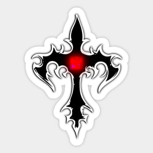 Cross Goth Black Ruby Red Sticker